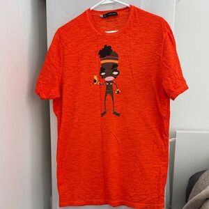 DSQUARED Orange Kids Graphic Tee with Character Print. Slim Fit